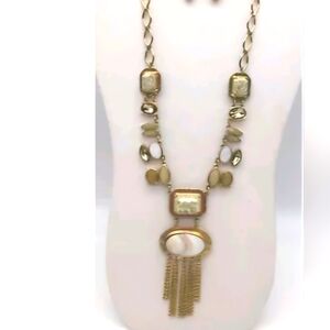 Chicos Gold and White Statement Necklace - NWT